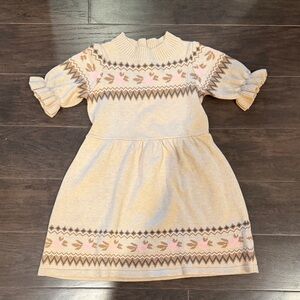 Janie and Jack Knit Dress - Cream and Pink